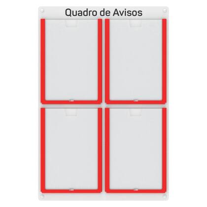 Imagem de Quadro De Avisos Basic Com 4 Displays Transparentes e Bordas Coloridas