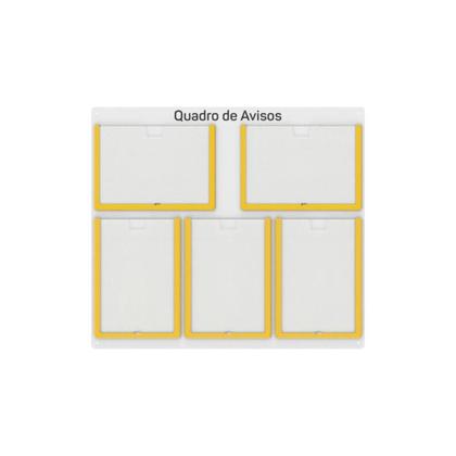 Imagem de Quadro De Avisos Basic Com 5 Displays A4 Com Bordas Coloridas  3 Verticais e 2 Horizontais