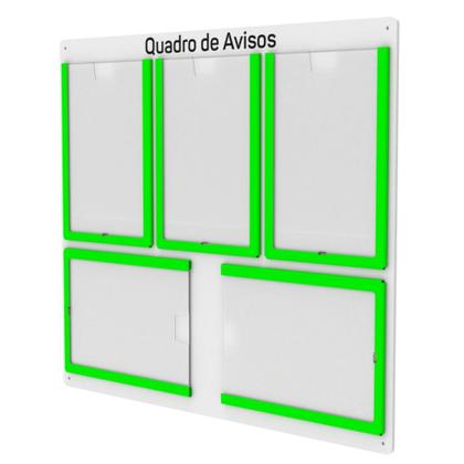 Imagem de Quadro De Avisos Basic Com 5 Displays Transparentes e Bordas Coloridas