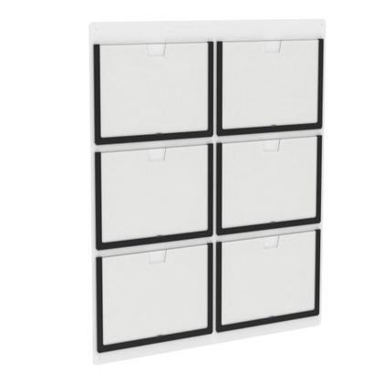 Imagem de Quadro De Avisos  Basic Com 6 Displays Horizontais A4 Transparentes e Bordas Coloridas