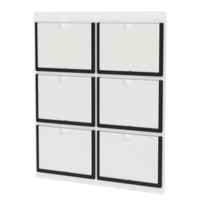 Imagem de Quadro De Avisos  Basic Com 6 Displays Horizontais A4 Transparentes e Bordas Coloridas