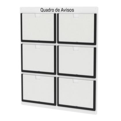 Imagem de Quadro De Avisos  Basic Com 6 Displays Horizontais A4 Transparentes e Bordas Coloridas