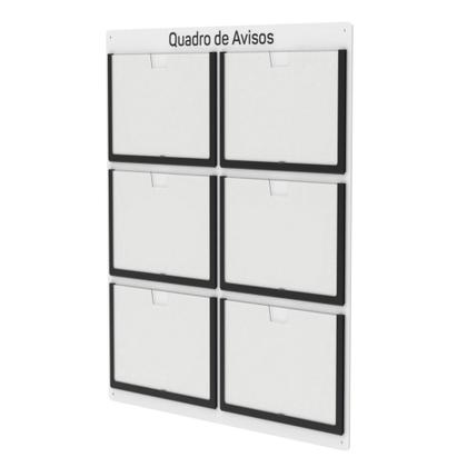 Imagem de Quadro De Avisos  Basic Com 6 Displays Horizontais A4 Transparentes e Bordas Coloridas