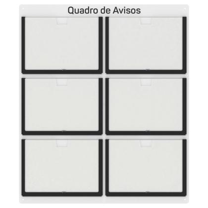 Imagem de Quadro De Avisos  Basic Com 6 Displays Horizontais A4 Transparentes e Bordas Coloridas