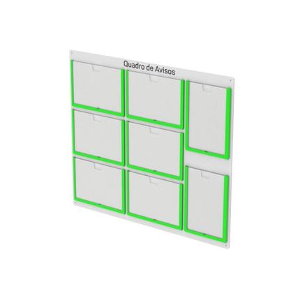 Imagem de Quadro De Avisos Basic Com 8 Displays A4 6 Horizontais e 2 Verticais Com Bordas Coloridas