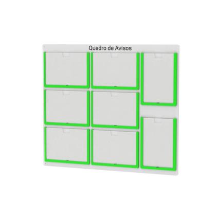 Imagem de Quadro De Avisos Basic Com 8 Displays A4 6 Horizontais e 2 Verticais Com Bordas Coloridas