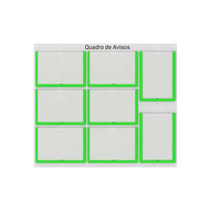 Imagem de Quadro De Avisos Basic Com 8 Displays A4 6 Horizontais e 2 Verticais Com Bordas Coloridas