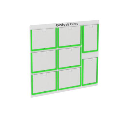 Imagem de Quadro De Avisos Basic Com 8 Displays A4 6 Horizontais e 2 Verticais Com Bordas Coloridas