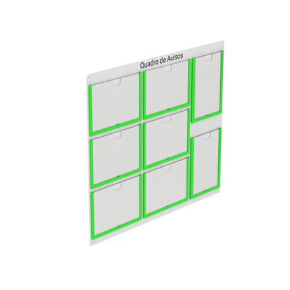Imagem de Quadro De Avisos Basic Com 8 Displays A4 6 Horizontais e 2 Verticais Com Bordas Coloridas
