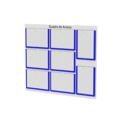 Imagem de Quadro De Avisos Basic Com 8 Displays A4 6 Horizontais e 2 Verticais Com Bordas Coloridas
