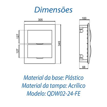 Imagem de Quadro de Distribuição de Embutir para 24 Disjuntores + Barramento Terra e Neutro Weg