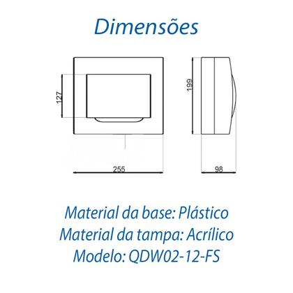 Imagem de Quadro de Distribuição de Sobrepor para 12 Disjuntores + Barramento Terra e Neutro Weg