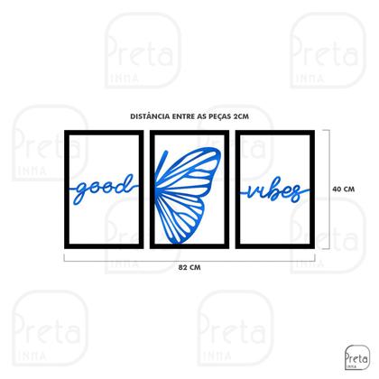 Imagem de Quadro de Parede Decoração Animal Borboleta Good Vibes 40x82