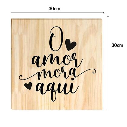 Imagem de Quadro de Pinus Decorativo Frase de Amor 30x30