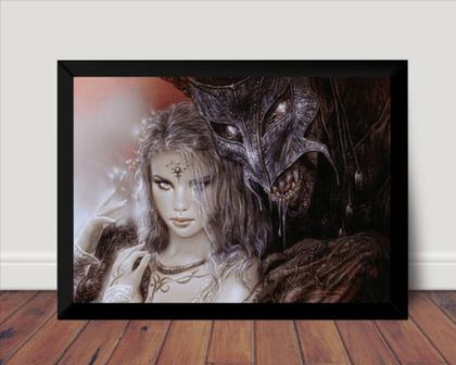 Imagem de Quadro Decor Mulher E Criatura Fantasy Arte De Luis Royo