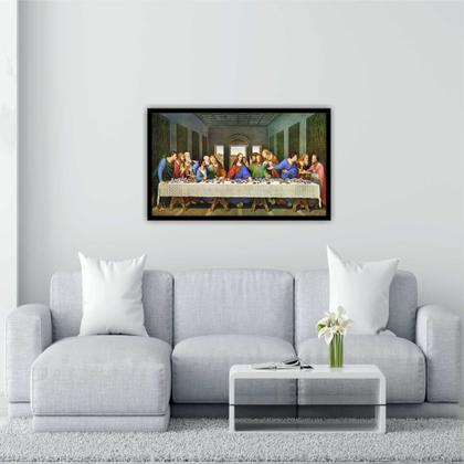 Imagem de Quadro Decorativo A Santa Ceia Jesus Apóstolos Cristianismo Casa Salas Quartos Com Moldura RC031