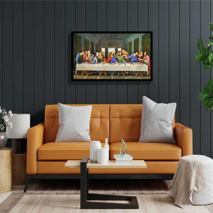 Imagem de Quadro Decorativo A Santa Ceia Jesus Apóstolos Cristianismo Casa Salas Quartos Com Moldura RC031