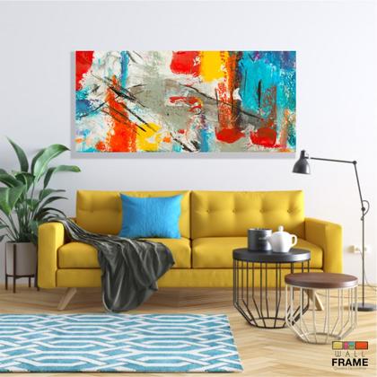 Imagem de Quadro Decorativo Abstrato Moderno Pintura em Tecido Canvas 130x60 cm