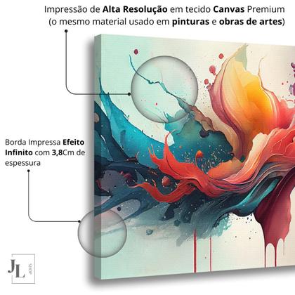 Imagem de Quadro Decorativo Abstrato Sala Cozinha Cores Vivas Fortes em Tela Canvas 