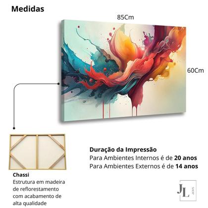 Imagem de Quadro Decorativo Abstrato Sala Cozinha Cores Vivas Fortes em Tela Canvas 