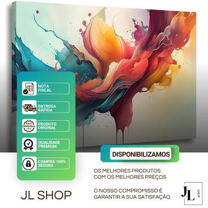 Imagem de Quadro Decorativo Abstrato Sala Cozinha Cores Vivas Fortes em Tela Canvas 