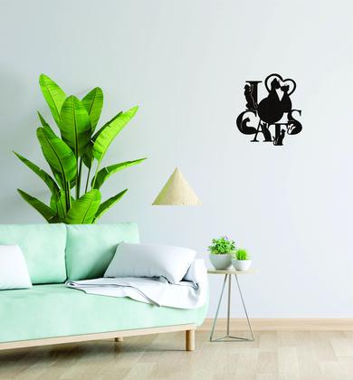 Imagem de Quadro Decorativo Arte Gato I Love Cats 30Cm Mdf Preto 3Mm