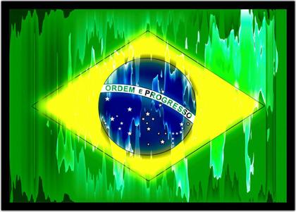 Imagem de Quadro Decorativo Bandeira Do Brasil Abstrato Emblema País Salas Lojas Quartos Com Moldura RC042