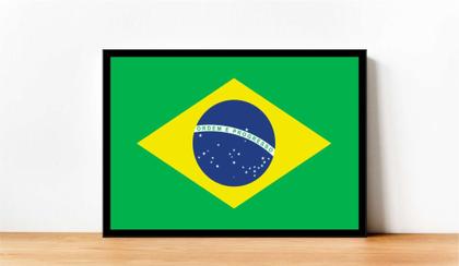 Imagem de Quadro Decorativo Bandeira Do Brasil Emblema País Salas Escritório Lojas Quartos Com Moldura RC034