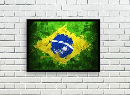 Imagem de Quadro Decorativo Bandeira Do Brasil Emblema País Salas Escritórios Lojas Quartos Com Moldura RC031