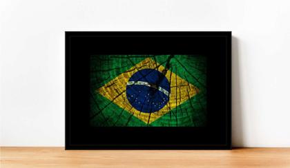 Imagem de Quadro Decorativo Bandeira Do Brasil Emblema País Salas Escritórios Lojas Quartos Com Moldura RC036