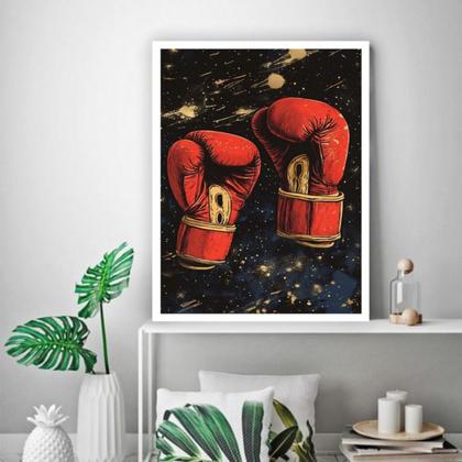 Imagem de Quadro Decorativo Boxe - Luvas Vermelhas 33x24cm - com vidro