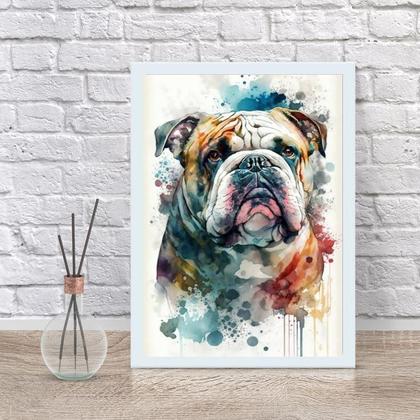 Imagem de Quadro Decorativo Bulldog Inglês Aquarela 45X34Cm