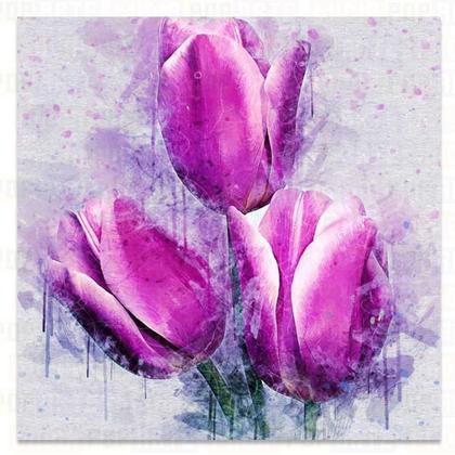 Imagem de Quadro Decorativo Canvas Tulipas Rosas Midiapoparte 80x80