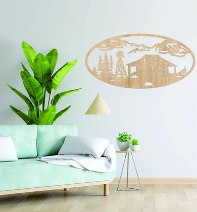 Imagem de Quadro Decorativo Carvalho Branco Mdf Casa No Campo 40X20Cm