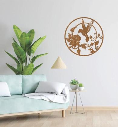 Imagem de Quadro Decorativo Carvalho Mdf Beija-Flor 40X20Cm