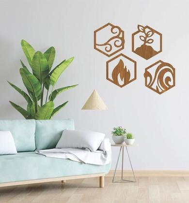 Imagem de Quadro Decorativo Carvalho Mdf Quatro Elementos 40X20Cm