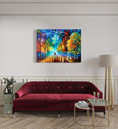 Imagem de Quadro Decorativo Casal Parque Imagem Pintura Colorida Sala Quarto Tela Canvas 55x90 cm