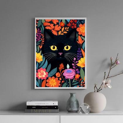 Imagem de Quadro Decorativo Cat In The Garden 24x18cm - com vidro