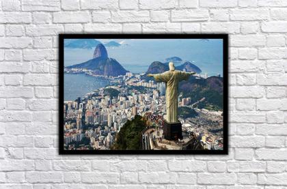 Imagem de Quadro Decorativo Cidade Rio De Janeiro Cristo Redentor Paisagem Salas Com Moldura RC159