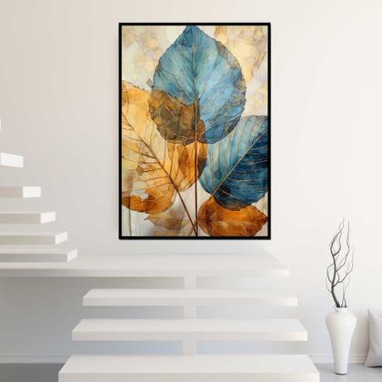 Imagem de Quadro Decorativo com Moldura 40x60 para Sala  Quarto  Arte Folhas Abstrato