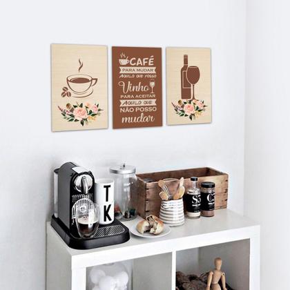 Imagem de Quadro Decorativo Cozinha Café e Vinho Marrom Copa Cantinho Gourmet PMG