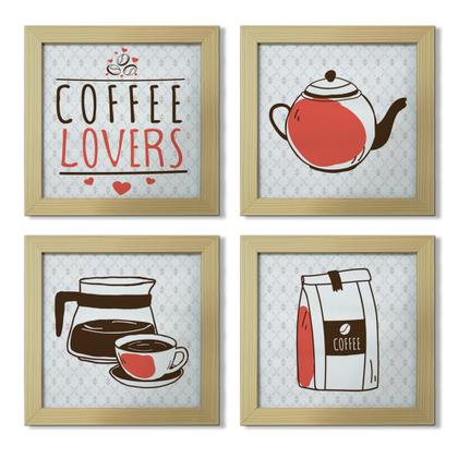 Imagem de Quadro Decorativo Cozinha Café Padaria Copa 20x20cm Kit 4 un
