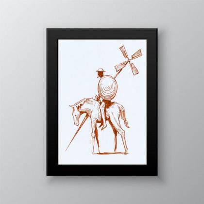 Imagem de Quadro Decorativo Desenho De DonQuixote 45x34cm - com vidro