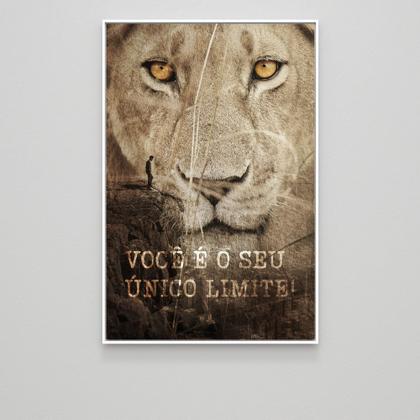 Imagem de Quadro Decorativo Em Canvas Leão Motivacional Você É Seu Único Limite