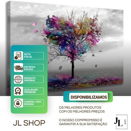Imagem de Quadro Decorativo em Tela Decoração Sala Árvore Colorida 55cm X 90cm