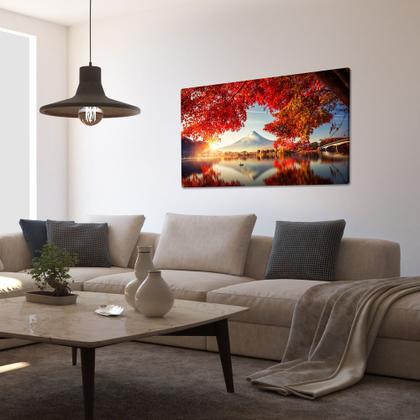 Imagem de Quadro Decorativo em Tela Paisagem Montanha Natureza Flores 60x40cm para Sala Recepção Escritório Quarto 