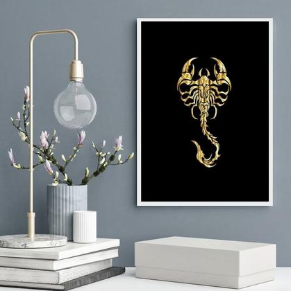 Imagem de Quadro Decorativo Escorpião Dourado 45x34cm - com vidro