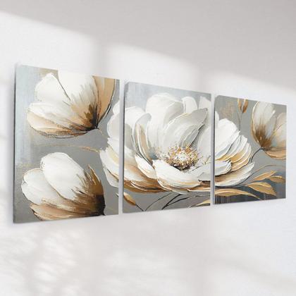 Imagem de Quadro Decorativo Flor Branca Kit 3 Quadros