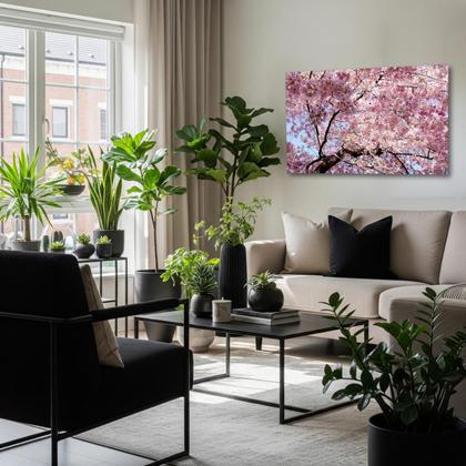 Imagem de Quadro Decorativo Flor Cerejeira Árvore Decoração Quarto Sala Escritório Tela Canvas Grande
