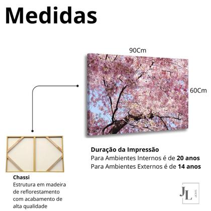 Imagem de Quadro Decorativo Flor Cerejeira Árvore Decoração Quarto Sala Escritório Tela Canvas Grande